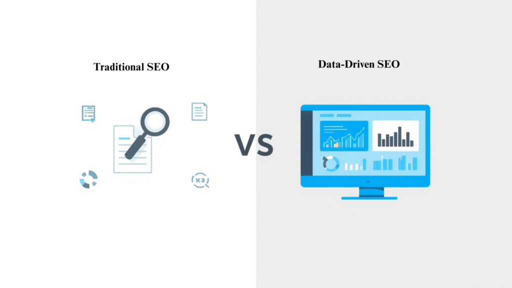 Comparison between traditional SEO and data-driven SEO approach